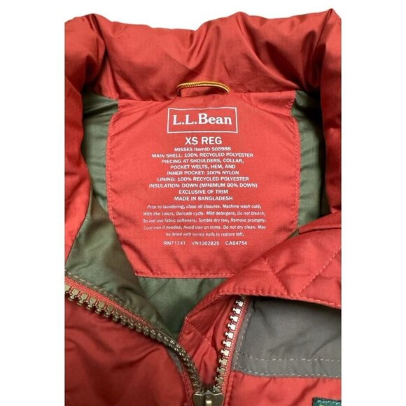 L.L. Bean Sz XS Vest Womens Down Tek Rust Red Grey Puffy llbean Outdoor Classic - Picture 4 of 7